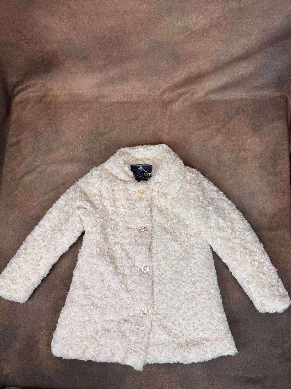 Climate Concepts Girls Ivory Faux Fur Dress Coat Size 6X #999